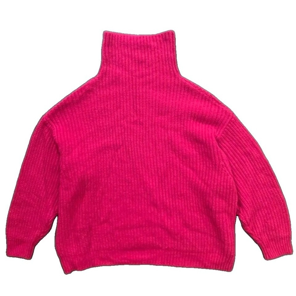 Free People Cotton Y2K Turtleneck Sweater Pink Slouchy Womens Size M A010974